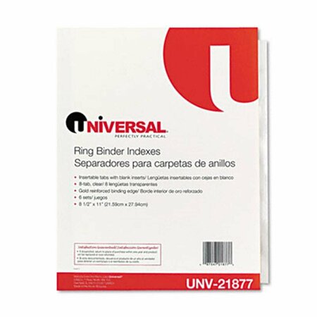 SALURINN SUPPLIES Universal  Extended Insert Indexes Eight Clear Tabs Letter Buff Six Sets per Box SA3357936